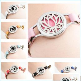 -Bracelets de charme bracelets de charme 25 mm arbre de vie enveloppe de locket bracelet huile essentielle diffuseur pu 7 couleurs peut choosecharm charmcharm dhpri