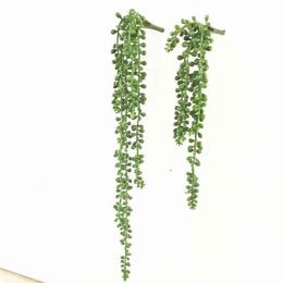 Faux Floral Greenery Home Garden Decoration Wall Plants Artificial Flower String Pu Wall Hanging Plants succulents Flower Piece Accessories J220906