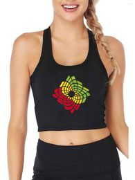 Women's Tanks Geometric Pattern Design Breathable Slim Fit Tank Top Women's Yoga Sport Crop Tops Gym Vest Summer Camisole
