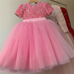 Girl's Dresses Girls Wedding Dress For Kids 3-8 Years Sequin Lace Tulle Princess Tutu Children Elegant Party Evening Formal Communion Prom Gown 220908