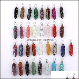 Charms Natural Stone Charms Rose Quartz Crystal Hexagonal Prism Pendum Reiki Pendants For Jewellery Making Necklaces Drop Dhseller2010 Dhi4Q