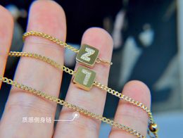 Women's Jewellery charm bracelet 26 letters diamond square pendent chocker 15-18cm au750 yellow gold