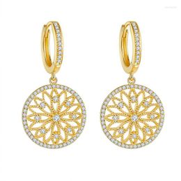 Hoop Earrings Wedding Real Diamond 18K Yellow Gold For Women Round Hollow Pure Gemstone Earring Luxury Fashion Jewellery Orecchini