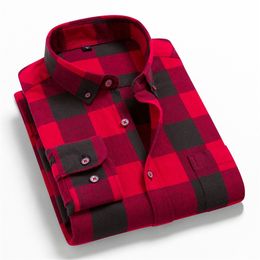 Men's Casual Shirts 100% Cotton Male Casual Long Sleeve Shirt Warm Man Clothes Flannel Plaid Shirt Men Plus Size 3XL 4XL 220908