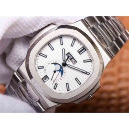 1 Replica Watch Men Mechanical Automatic Luxury White Dial Moon Stars 40 5mm Steel Strap