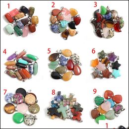 Charms Mixed Shape Natural Stone Charms Cross Heart Star Pendant Healing Fashion Beads Wholesale Lot For Jewellery Making Dhseller2010 Dhbrs