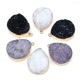 Pendant Necklaces Natural Agates Stone Pendants Waterdrop Shape Druzy Crystal Charms For Jewelry Making Necklace Bracelet Gift