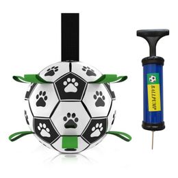 Dog Toys Chews Interactive Pet Football with Grab Tabs Paw Outdoor Training Soccer Bite Chew Balls for Accessories 220908