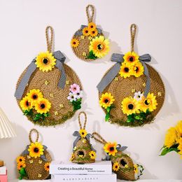 Flores decorativas Productos de decoración del día de la abeja Honeycomb colgante de girasol miel