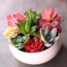 Faux Floral Greenery Artificial Green Purple Red Blue Succulent Plants Garden Wedding Decoration Mini Desktop Bonsai Diy Plant Artificial J220906