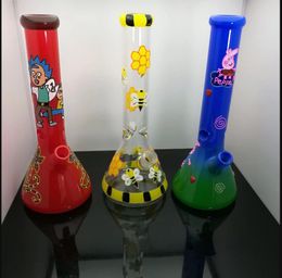 Glass Bowl Pipes Male Joint Colour Funnel Bowls Smoking Coloured printing thickened glass bongs glass hookah