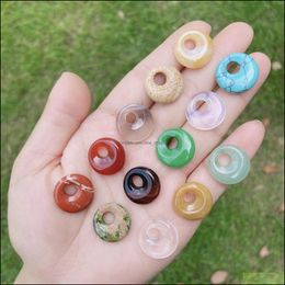 Charms Fashion 18Mm Gogo Donut Charms Natural Crystal Stone Beads For Jewelry Making Necklace Pendant Earrings Charm Acc Dhseller2010 Dhsku