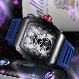 Mens Quartz Movement 43mm Watch Fashion Designer Sports Style Clock Waterproof Stainless Steel Case Rubber Strap Luminous Layer Calendar Trend Wristwatches