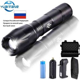 Ru Warehouse Powerful Led Flashlight 10000Lumen Led Tactical Flashlight L2 Rechargeable Outdoor Camping Covers 18650 Battery J220713