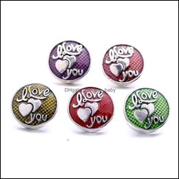 Other Vintage Alloy I Love You Letter Hearts Snap Button Jewelry Components 18Mm Metal Snaps Buttons Fit Bracelet Bangle Dhseller2010 Dhhcr