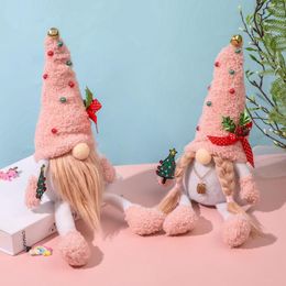 Christmas Decorations Pink Toys Rudolph Knitted Hat Small Pendant Creative Tree Doll Kids Naviidad Gifts Noel Favour