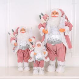 Party Favor 30cm/45cm/60cm Pink Santa Claus Dolls Oranments Xmas Pendants Merry Christmas Decor For Home Kids Naviidad Presents Noel Gifts