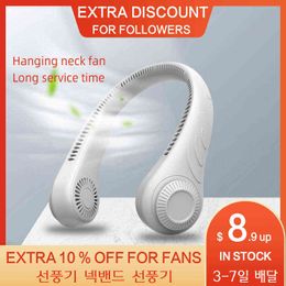 Electric Fans Hanging Neck Portable Cooler USB Leafless 4000Mah Rechargeable mini fan 360 Degree Neckband 78 Surround Air Outlets T220907