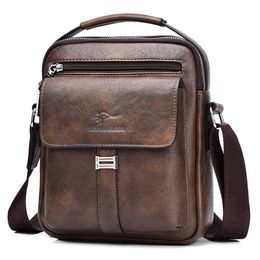 Waist Bags Kangaroo Luxury Brand Men's Shoulder Bag Vintage Messenger Bag Leather Men Handbag Split Leather Crossbody Bags For Men 220908