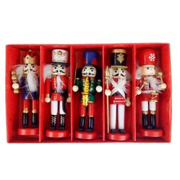 Christmas Decorations Other Event Party Supplies 5pcs 12cm Wooden Nutcracker Puppet Drawing Walnuts Soldier Pendant Decoration Christmas Tree Ornament 220908