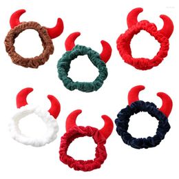 Party Supplies Plush Red Ox Devil Demon Horns Headband Makeup Shower Wash Face Sport Velvet Hair Band Funny Festival Bandana Drop