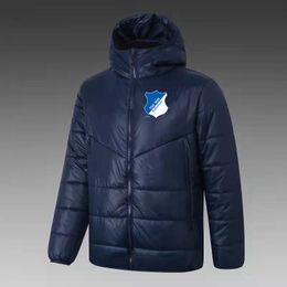 TSG 1899 Hoffenheim Men's Down hoodie jacket winter leisure sport coat full zipper sports Outdoor Warm Sweatshirt LOGO Custom