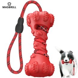 Dog Toys Chews MASBRILL Pet Dog Toy Interactive Rubber Dumbbel for Small Large Dogs Chewing Toys Pet Tooth Cleaning Indestructible Dog Food Toy 220908