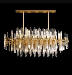 E14 LED Art Deco Postmodern Chandelier Silver Crystal Gold Round Oval Designer Lighting Lustre For Foyer Dinning Room