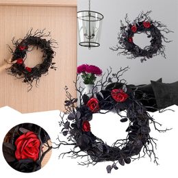 Faux Floral Greenery Halloween Sign Outdoor Door Wreath Hang Wood Plaque Happy Halloween Witch Pumpkin Wooden Ornament Decorations #t2g 220908