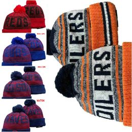 Edmonton Beanie North American Hockey ball Team Side Patch Winter Wool Sport Knit Hat Skull Caps