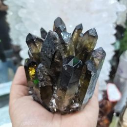 Decorative Figurines Smoky Quartz Crystal Stone Healing Geode Druz Gems Minerals Specimen Cluster Reiki Fengshui Gift Ornaments For Home