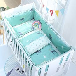 Bed Rails 7Pcs/Set Cartoon Animal Baby Crib Bed Bumper For borns Infant Bedding Set Items 100%Cotton Children's Bed Protector Room 220908
