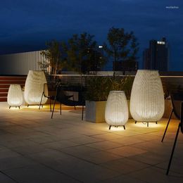 Floor Lamps Modern Southeast Asia Outdoor Lamp Rattan Villa Garden Waterproof Lawn Landscape El Retro Decorative E27