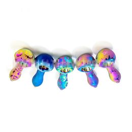 4.72" Smoking Water Pipes Plating Rainbow Laser Design Glass Burner 5 American Colors Spoon Hand Herb Pipe