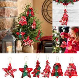 Other Event Party Supplies 1pc Year Xmas Gifts Christmas Tree Hanging Ornaments Santa Claus Red Plaid Pendants Drop Decorations For Home #50g 220908