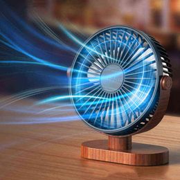 Electric Fans Home Office Room Silent Desktop USB Air Cooling Fan Wood Grain 360 Rotation 3 Gear Adjusted Air Conditioner Electric Fan T220907