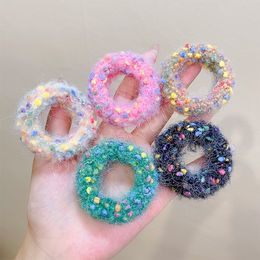 Colourful Dot Plush Soft Elastic Hair Bands For Girls Ponytail Holder Sweet Hair Decorate Fashion Hair Accessories