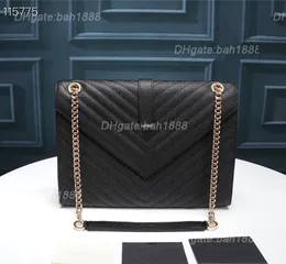 Classic designer bag fashionable caviar cowhide women's horizontal style square charter sewing chain diagonal cross envelope bag26588