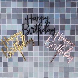 Festive Supplies Rose Gold Happy Birthday Cake Topper Acrylic Letter Cupcake For Boys Party Cup Toppers Decorating