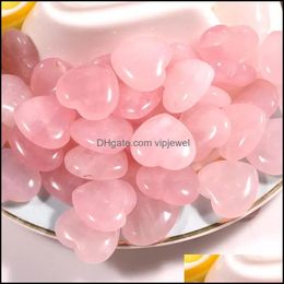 Stone Natural Pink Crystal Rose Quartz Stone Ornaments Carved 20X8Mm Heart Craft Chakra Reiki Healing Mineral Tumbled Ge Dhseller2010 Dhhcn