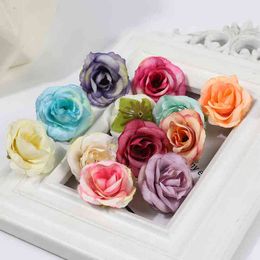 Faux Floral Greenery 1020Pcs Artificial Flowers Head Silk Rose Flower New Year Home Wedding Birthday Decor Accessories Diy Christmas decorations J220906