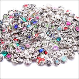 Other Wholesale 12Mm Snap Button Jewellery Components Mixed Colour Rhinestone Flower Metal Snaps Buttons Fit Diy Bracelet N Dhseller2010 Dhplg