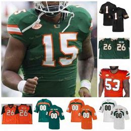 American College Football Wear College Miami Hurricanes Football Jersey NCAA College 14 Vinny Testaverde 16 Evan Shirreffs 17 Stephen Morris 6 Miller 5 Johnson 26 Ra