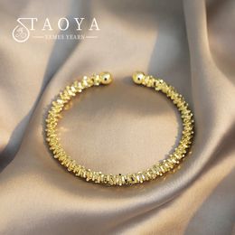 2022 New Classic Simple Copper Alloy Gold Colour Jewelry Bracelets Korean Fashion Accessories Girl's Unusual Bracelets For Woman