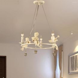 Pendant Lamps Lustre Lighting Led Creative Crystal Chandeliers With The Angel For Living Room Light