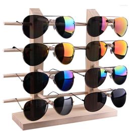 Jewellery Pouches Natural Wood Sun Glasses Eyeglasses Display Rack Stands Shelf Multi Layers Show Stand Holder