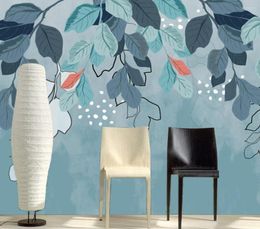 Wallpapers Custom Wallpaper Hand-painted Leaf Background Wall Painting