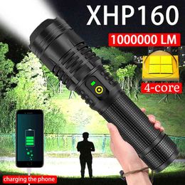 High Powerful XHP160 Led Flashlight Super Bright Zoomable Tactical Flashlight 18650 Or 26650 Battery Usb Rechargeable Flashlight J220713