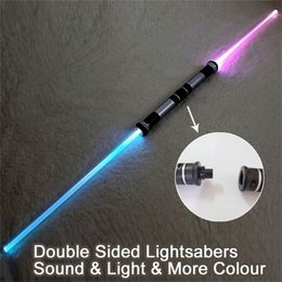 2 PiecesLot Flashing Lightsaber Laser Double Sword Toys Sound and Light for Boy Girls 220808