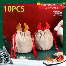 Gift Wrap 10pcs Velvet Pumpkin Bag Halloween Bat Candy Bags Trick or Treat Antlers Bunny Gift Packing Bags Drop Party Decoration 220908